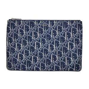 Christian Dior Dior clutch bag second bag case pouch Logo ob leak nylon navy 