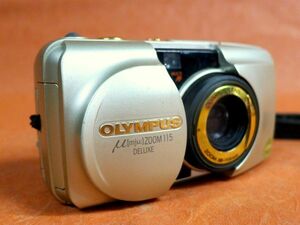 c133 OLYMPUS オリンパス μ ZOOM 115 DELUXE フィルムカメラ Size: 約 幅12x高さ7x奥行4cm 巻上げOK ジャンク扱い /60