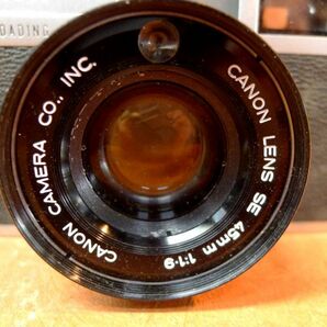 c168 昔の高級レンジファインダー Canonet19 フィルムカメラ レンズ SE 45mm 1:1.9 サイズ:幅約14cm 高さ約9cm 奥行約7.3cm/60の画像9