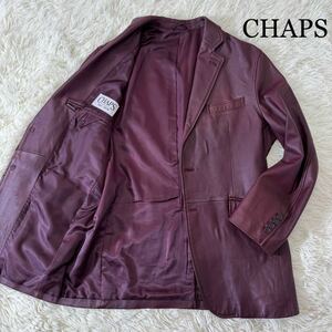 美品/XL相当/ワインレッド●CHAPS ラルフローレン ラムレザー テーラードジャケット ブレザー チャップス ブレザー 羊革 メンズ ビジネス