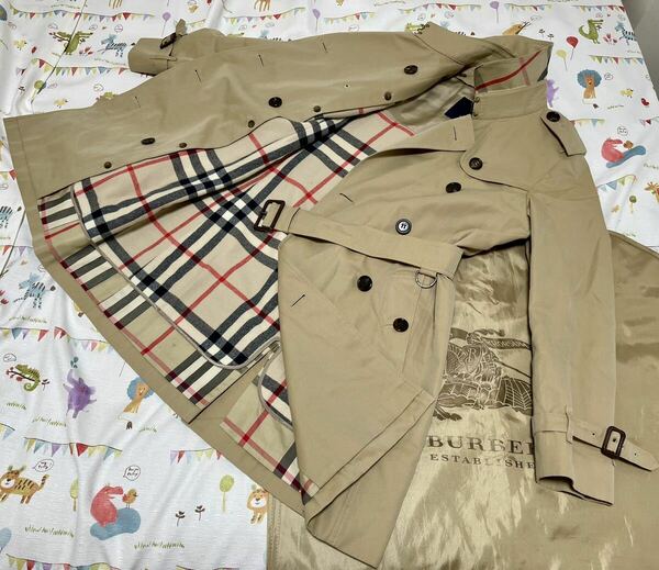 23万★超美品高年式光沢ハニーベージュ 38 36 S M 155 150BURBERRYバーバリーロンドン レディースライナーベルト付トレンチコートチェック