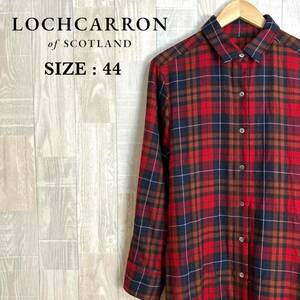 L1283 LOCHCARRON of SCOTLAND for 23区　ロキャロン　シャツワンピース　サイズ44 赤系　チェック　毛100％　レディース　オンワード