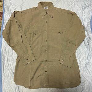 50～60's BURTON'S ポプリンシャツ Khaki US ARMY Vintage ヴィンテージ 古着 ミリタリー