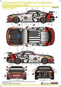 SKデカール SK24117 1/24 フォード マスタング GT4 コンチネンタルタイヤ スポーツカーチャレンジ モスポート 2018 KohR Motorsports #60