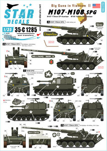  Star decal 35-C1285 1/35 big gun z in Vietnam # 2. America M107 & M108 self-propelled artillery.