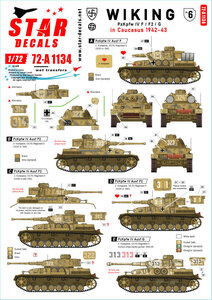 スターデカール 72-A1134 1/72 WWII ドイツ ヴィーキング師団＃6 IV号戦車F型/F2型/G型 コーカサス1942-43年