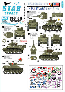 スターデカール 35-C1311 1/35 アメリカ軍 AFV ミックス # 4. 欧州戦線1944-45のM5A1 スチュアート軽戦車