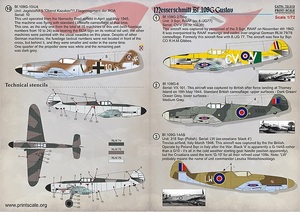 プリントスケール 72-310 1/72 メッサーシュミット Bf109G (トロフィーバージョン）