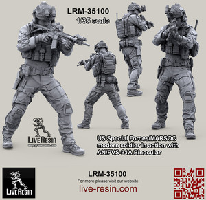 ライブレジン LRM35100 1/35 アメリカ海兵隊特殊作戦コマンド MARSOC インアクション w/AN/PVS31A 1 ナイトビジョン 5（1体）