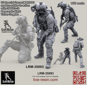 ライブレジン LRM35093 1/35 アメリカ海兵隊特殊作戦コマンド MARSOC インアクション w/GPNVG18 ナイトビジョン 4（1体）