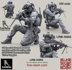 ライブレジン LRM35092 1/35 アメリカ海兵隊特殊作戦コマンド MARSOC インアクション w/GPNVG18 ナイトビジョン 3（1体）