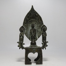 仏教美術　旧家初出　北魏　銅製　三尊仏像　古銅仏　H１５cm　_画像1