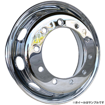 新品 2枚セット メッキホイール 大型 トラック ダンプ 22.5x8.25 10穴 新従ISO 強化ホイール フロント用 錆汁止め加工 1年保証付 DOT-X_画像2