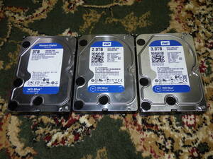 3.5インチ内蔵HDD WD30EZRX 3TB WD20EZRZ 2TB WD30EZRZ 3TB まとめて3個 動作未確認 #BB0234