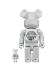 新品未使用品　BE@RBRICK atmos WHITE CHROME Ver. 100％ & 400％　メディコムトイ MEDICOM TOY bearbrick アトモス　ホワイト　クロム_画像1