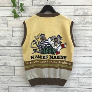 ◆豪華 HARDY AMIES SPORT ベスト 3 メンズ M マルチカラー クマ キャラクター 紳士 ハーディエイミス スポーツ 春 レトロ 日本製■3-16y棚