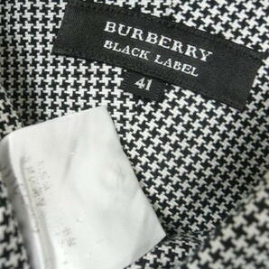 ホース刺繍 コットン◆BURBERRY BLACK LABEL シャツ メンズ 41 白黒 華やか カフス ノバチェック 上品 高級 三陽商会 バーバリー〇3-35yの画像9