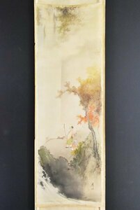 Art hand Auction K3002 真作 岩井昇山｢瀑布図｣絹本 合箱 まくり 肉筆 紙表具 瀧見仙人 吉澤雪庵師事 山水 安雅堂画塾の門人 中国 日本画 絵画 掛軸 掛け軸, 絵画, 日本画, 山水, 風月