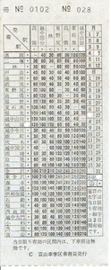 【車内補充券】城端線　富山車掌区