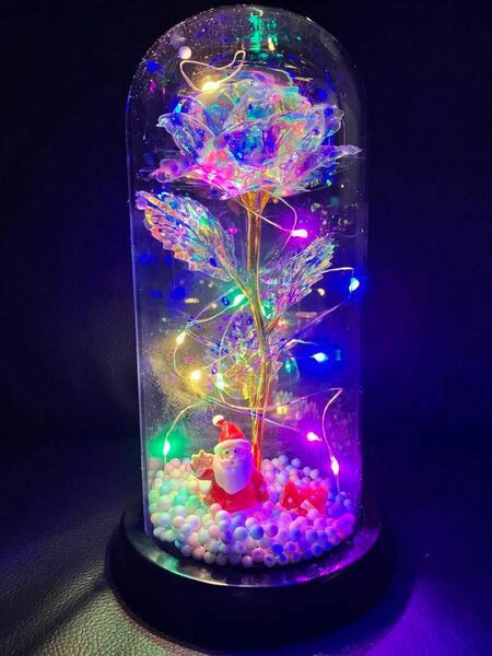 枯れないバラ 造花　ゴールドローズ 枯れない花 金メッキ　LEDライト付き電池式