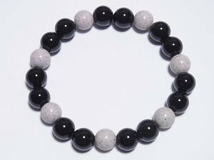  north . stone × natural black * onyx 8mm stretch * bracele ( flexible )