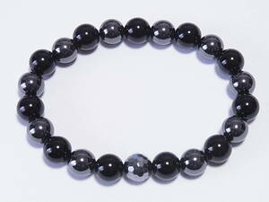  high purity tera hell tsu/ cut × natural black * onyx × magnetism hema tight 8mm stretch * bracele ( flexible )