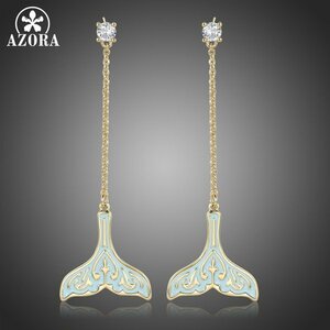  earrings blue blue person fish zirconia clear transparent retro lady's adult lovely stylish 