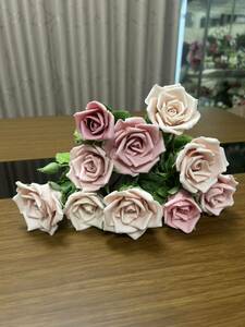  rose 2( hand made, flower, interior, decoration, ornament, plant, artificial flower, living, entranceway,. interval, resin clay, celebration, present )