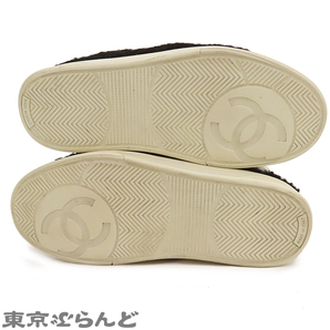 101721312 シャネル CHANEL ムートンボアスニーカー G35195 ブラックxホワイト ココマーク シューズ 36 スニーカー レディースの画像4