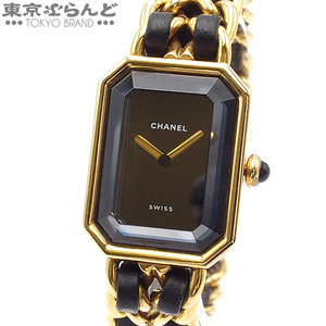 101721230 1円 シャネル CHANEL プルミエール H0001 ブラックxゴールド SS レザー ＃M 腕時計 レディース 電池式