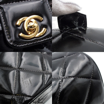 101722032 シャネル CHANEL マトラッセ ココマーク バニティバッグ 黒 ゴールド金具 パテントレザー ハンドバッグ レディース ヴィンテージ_画像8