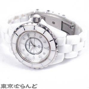 241001013421 1円 シャネル CHANEL J12 H2422 ホワイト セラミック ダイヤモンド MOP 腕時計 レディース クォーツの画像2
