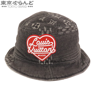 101717310 ルイヴィトン LOUIS VUITTON ボネ デニム バケットハット MP3244 ブラック コットン LV MADE HUMANMADE NIGO M 帽子 メンズ