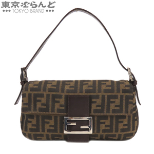 101723191 フェンディ FENDI マンマバケット ブラウンxダークブラウン キャンバス レザー ズッカ セミショルダーバッグ ショルダーバッグ