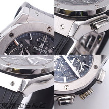 101708400 1円 ウブロ HUBLOT クラシック・フュージョン アエロ クロノ 525.NX.0170.LR チタン アリゲーター 腕時計 メンズ 自動巻 難有品_画像8