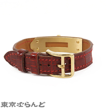 101721294 エルメス HERMES ケリーウォッチ用 ベルト 〇W刻印 ボルドー クロコダイル 尾錠付き 腕時計ベルト レディース_画像2