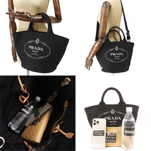 101722935 プラダ PRADA カナパ 2WAY ショルダーバッグ 1BG186 ブラック キャンバス トートバッグ レディース A_画像9