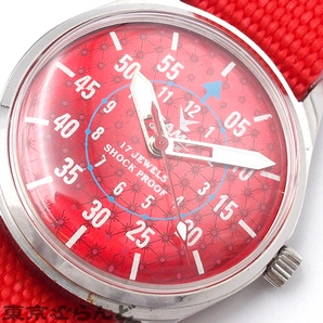 101724694 1円 キャミー CAMY ジュネーヴ NATOベルト レッド SS ナイロン 腕時計 メンズ 手巻き ヴィンテージの画像4