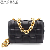 101694909 ボッテガヴェネタ BOTTEGAVENETA チェーン カセット 631421 ブラック ゴールド金具 レザー ショルダーバッグ レディース A_画像1