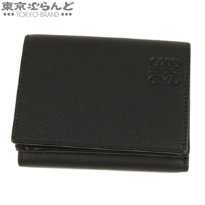 101677820 ロエベ LOEWE トライフォールド ウォレット C660TR0X02 ブラック レザー 三つ折り財布 レディース 現行品