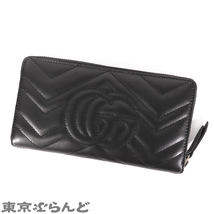 014000924 グッチ GUCCI ジップアラウンドウォレット 443123 ブラック レザー GGマーモント 長財布 レディース 現行品_画像2