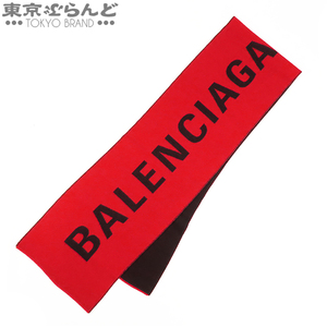 101684101 バレンシアガ BALENCIAGA ロゴデザイン マフラー 530047 レッドxブラック ウール マフラー ユニセックス