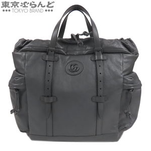 101715395 グッチ GUCCI ドローストリング トートバッグ 725664 グレー レザー ダブルG ハンドバッグ レディース