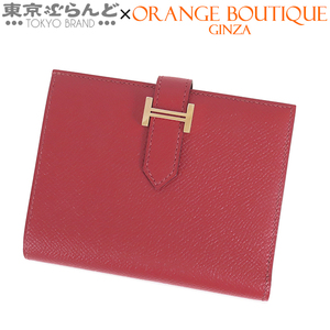 101681232 エルメス HERMES ベアンコンパクト A刻印 ルージュグレナ ゴールド金具 エプソン コンパクト財布 二つ折り財布 レディース