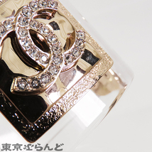 101697445 シャネル CHANEL ランストーンココマーク クリアバングル B23P クリアxシャンパンゴールド プラスチック メタル ブレスレット_画像4