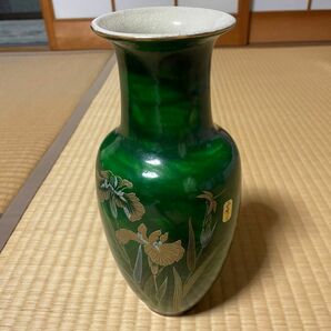 YAMAJI 正峰窯 花瓶 謹製 巨峰 高級陶器 フラワースタンド 陶器 緑 壺 花器 フラワーベース 花入れ インテリア