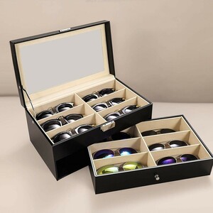 メガネ　サングラス　収納ボックス　12個　12本　収納　コレクション　ケース　収納ケース　展示　ディスプレイ　レザー風　おしゃれ
