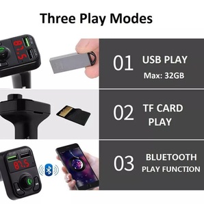 送料200円 シガーソケット FMトランスミッター ２ポート Bluetooth 対応 ハンズフリー通話 iPhone Android USB充電 高音質 12V 24Vの画像3