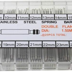 18サイズ バネ棒セット ばね棒 ベルト 交換【8mm ~ 25mm】ステンレス製 中割れタイプ 腕時計の調整 各サイズ20本入り 高強度 頑丈の画像2