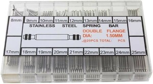 18サイズ バネ棒セット ばね棒　ベルト　交換【8mm ~ 25mm】ステンレス製 中割れタイプ 腕時計の調整 各サイズ20本入り 高強度 頑丈